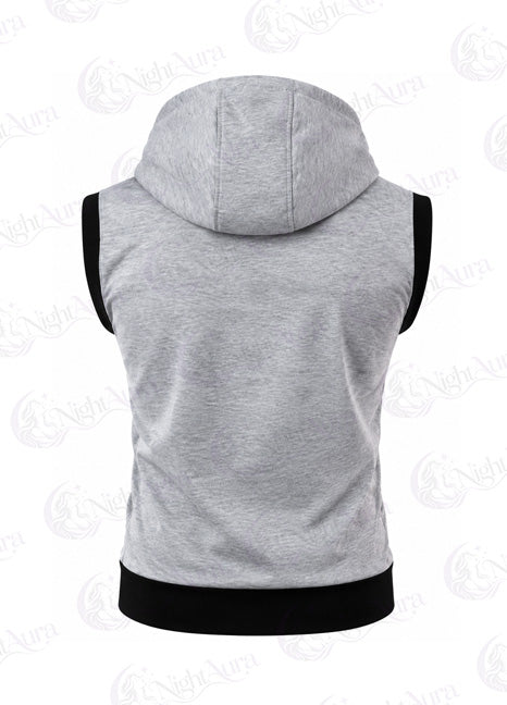Grey Sleeveless Hooded Zipper
