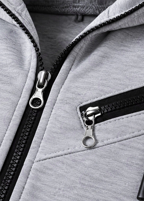 Grey Sleeveless Hooded Zipper