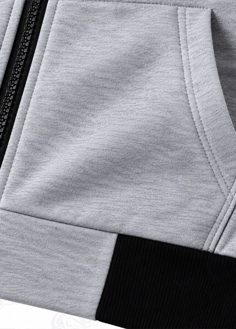 Grey Sleeveless Hooded Zipper