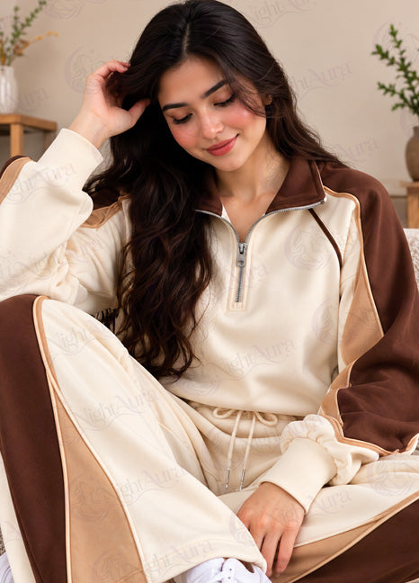 Half-Zip Co-ord Set Cream