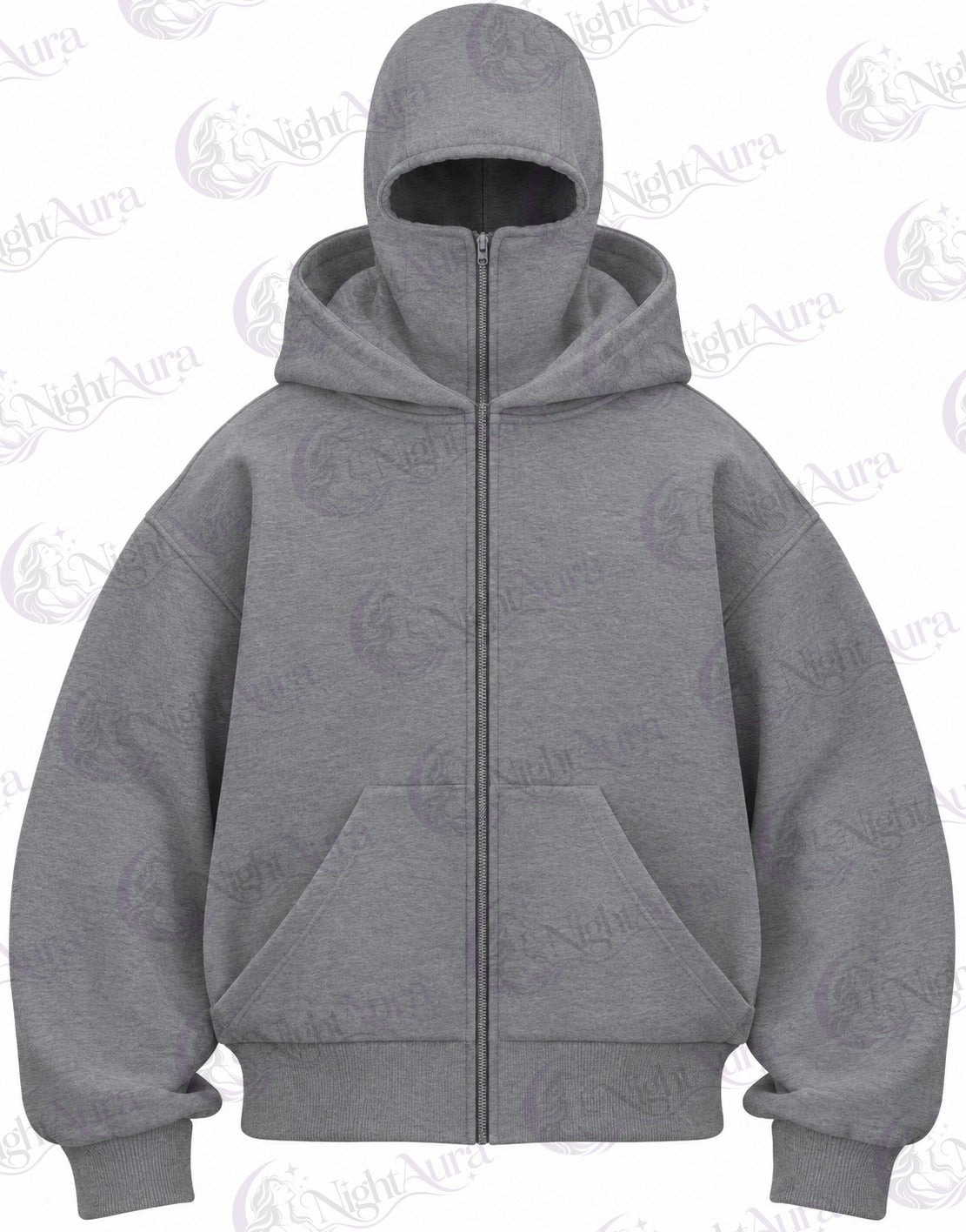 Grey Balaclava Ninja Zipper Hoodie Jacket