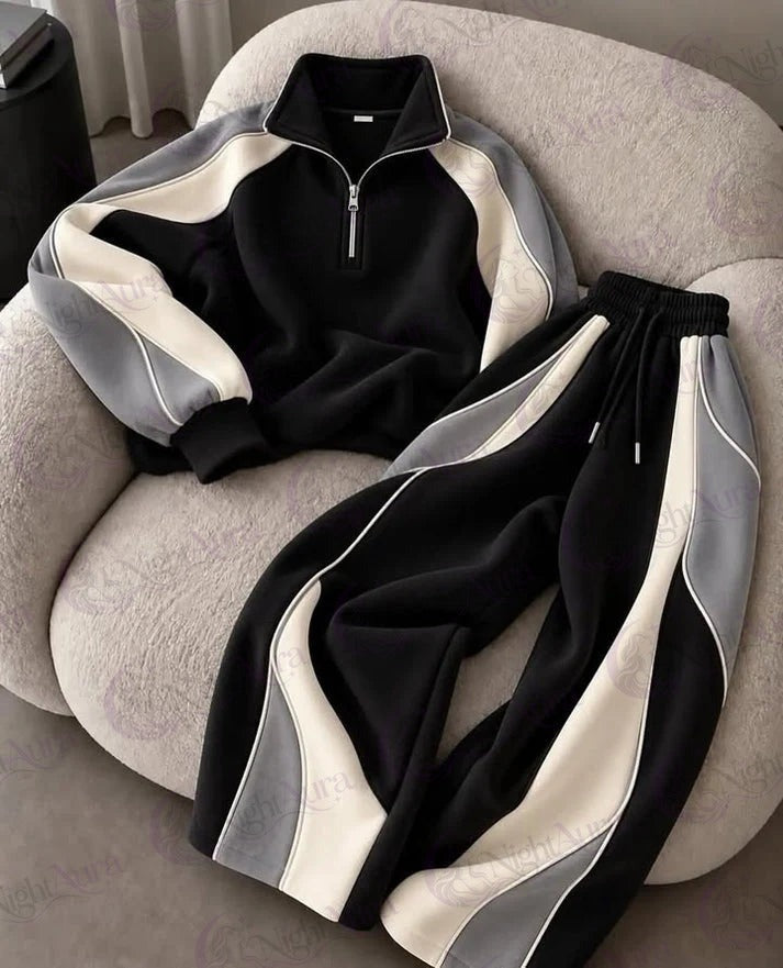 Half-Zip Co-ord Set Black