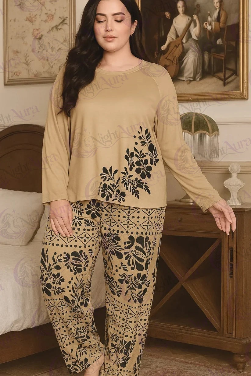 Skin Leave Print Night Suit